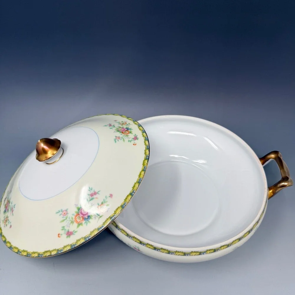 Vintage‎ Morimura Gumi Noritake Japan Hand Painted Floral Covered Casserole Dish